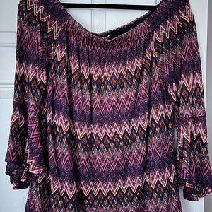 Trina Turk missoni-like knit off shoulder top